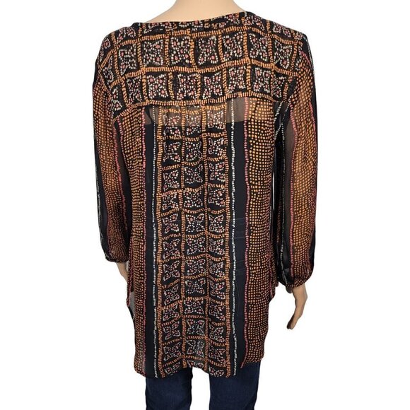 Lucky Brand Women's Sheer Aztec/Art Deco/Boho Flowy Blouse in a Size L - Picture 6 of 9